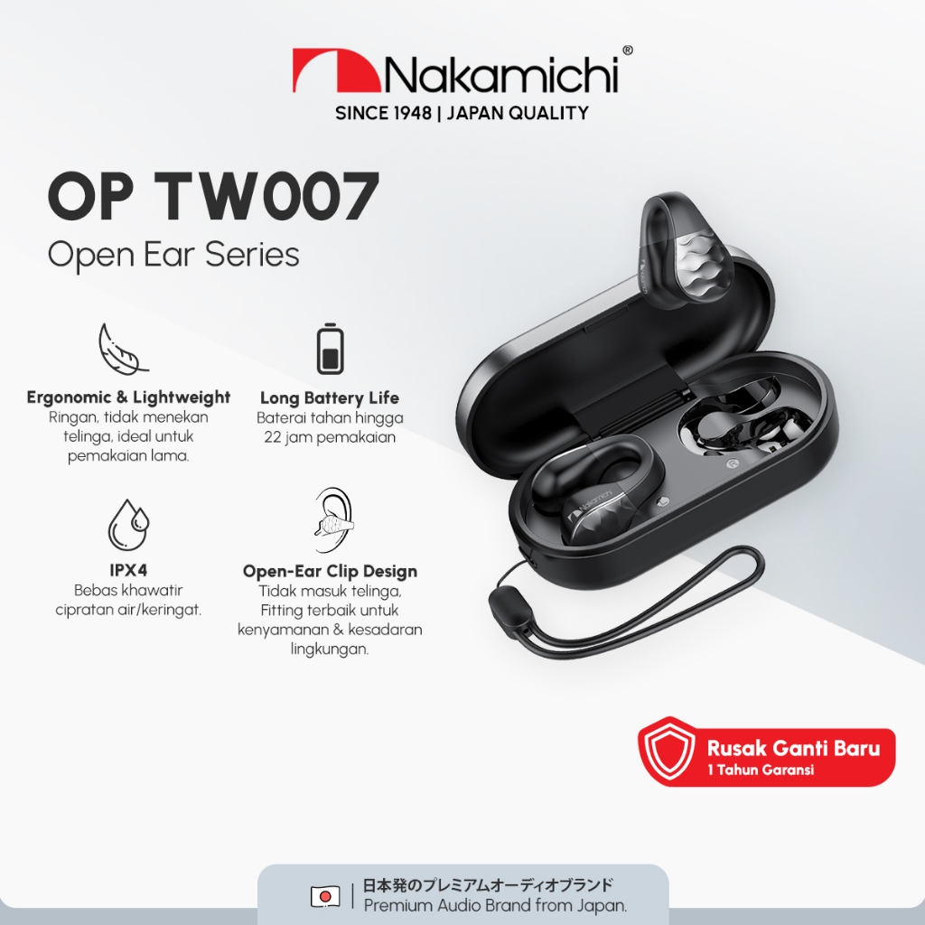 Jual Nakamichi OP-TW007 Open Ear Clip True Wireless Bluetooth