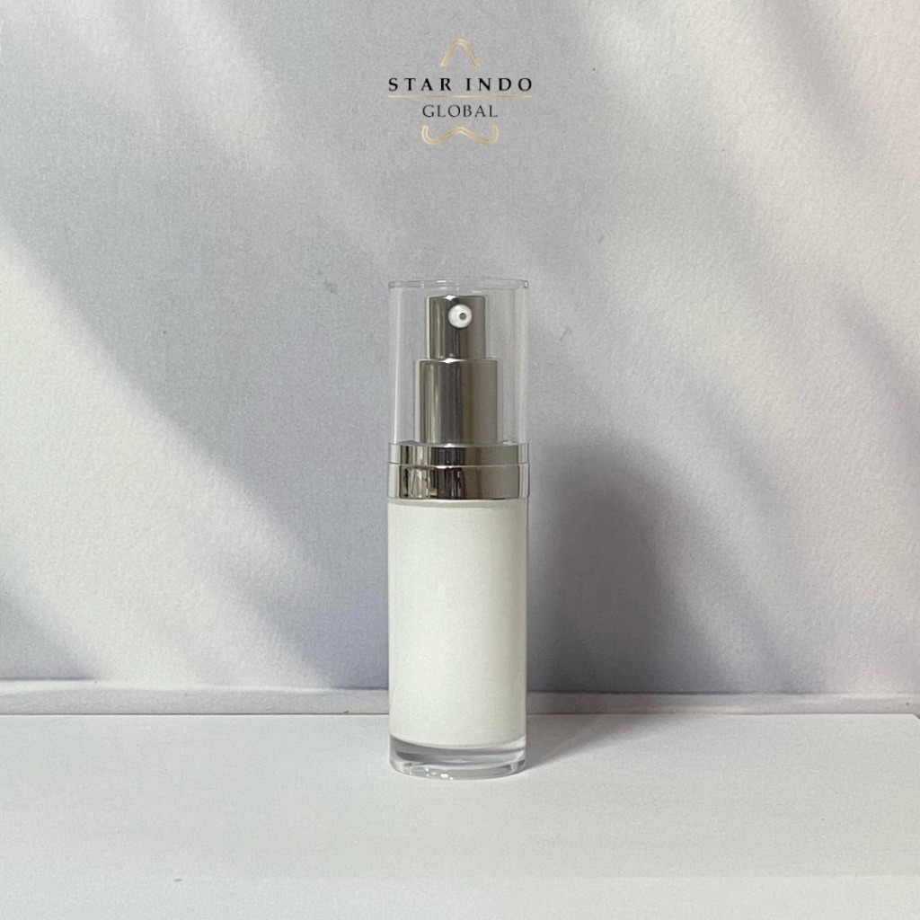 Jual LUXURY SERIES Botol Skincare 15 ml Pump White and Silver 15ml ...