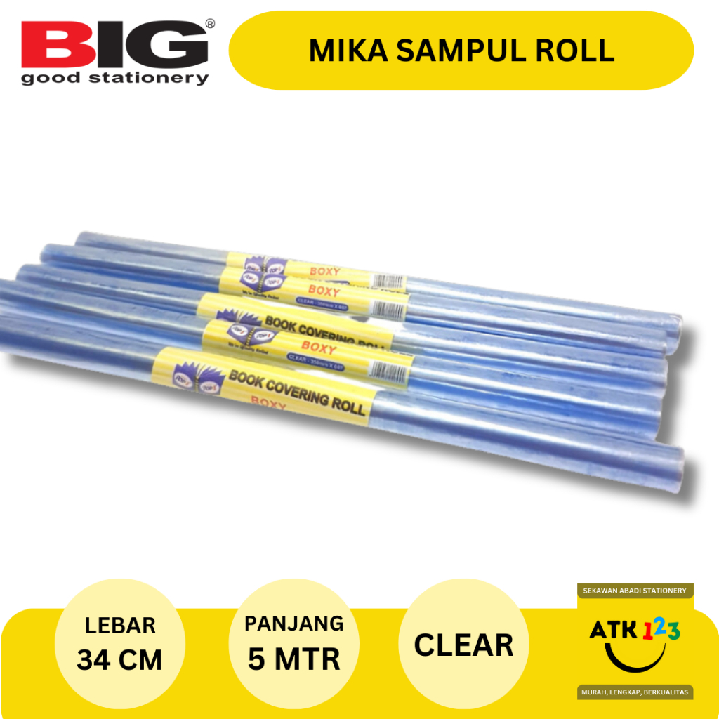 Jual BIG Sampul Buku Mika Roll Panjang 34cm Transparant Panjang 5 meter ...