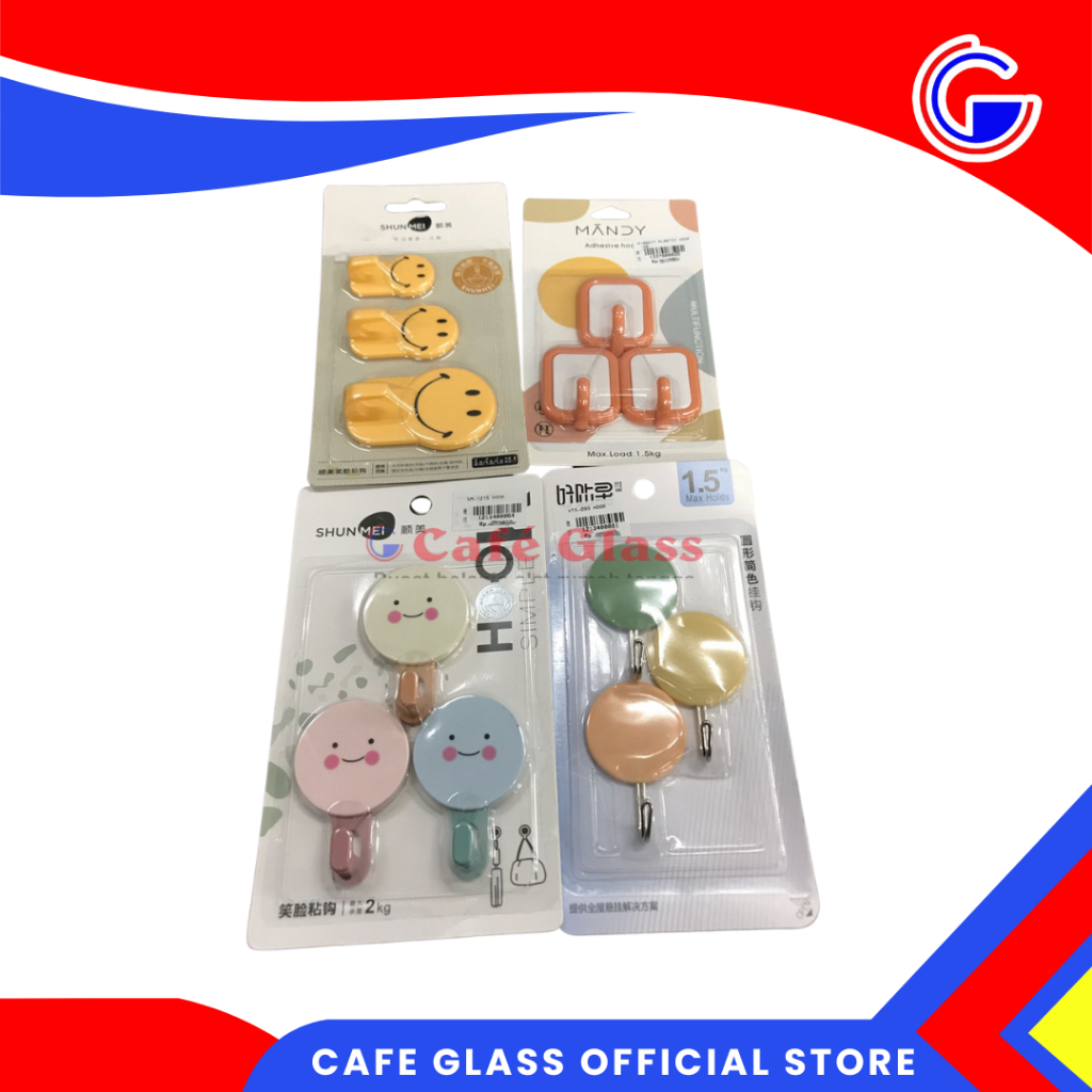 Gantungan Tempel Karakter Isi 3 Pcs I Kait Dinding Sticker Wall Hook I Gantungan Multifungsi I Gantungan Dinding Tempel