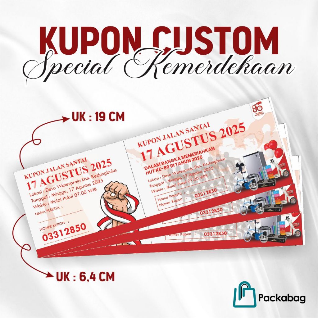 Jual Cetak Kupon Undian Custom Nama Acara | Jalan Sehat 17 Agustus | 1 ...