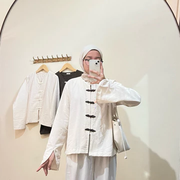 Buymau.Fa Alenia Blouse Wanita Atasan Linen Premium Lengan Panjang Atasan Linen Basic Top Korea