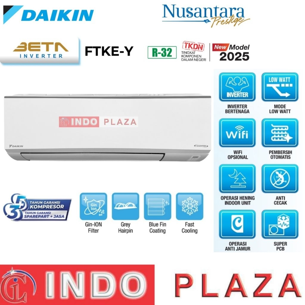 Jual AC DAIKIN NUSANTARA BETA INVERTER 1 PK FTKE-25YV NEW 2025 | Shopee ...