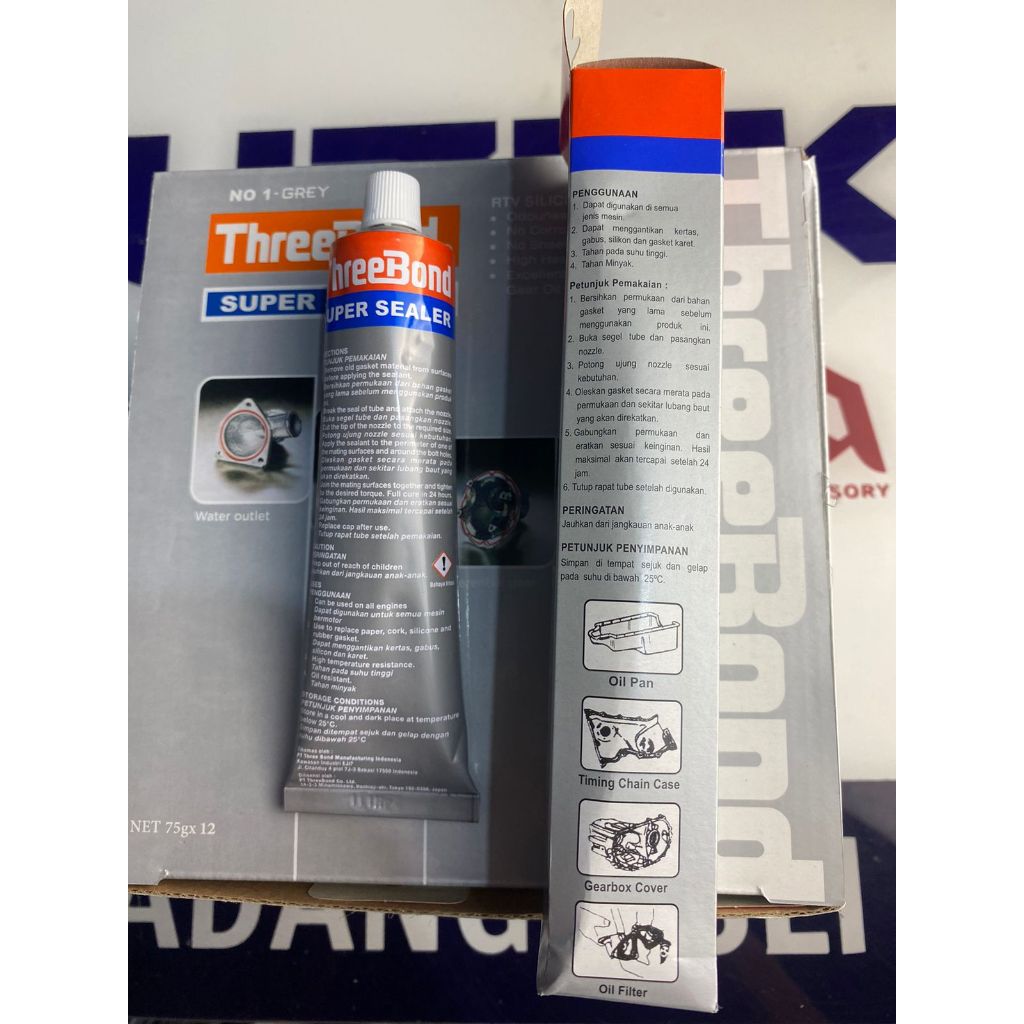 Jual Lem ThreeBond RTV High Temp Silicone Super Sealer GREY 75gr ...