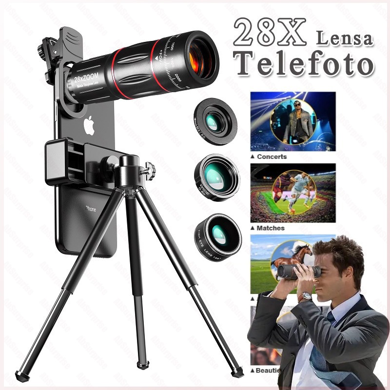 Jual Lensa Kamera Hp Apexel 28x Zoom Paduan Aluminium Lensa Tele Zoom ...