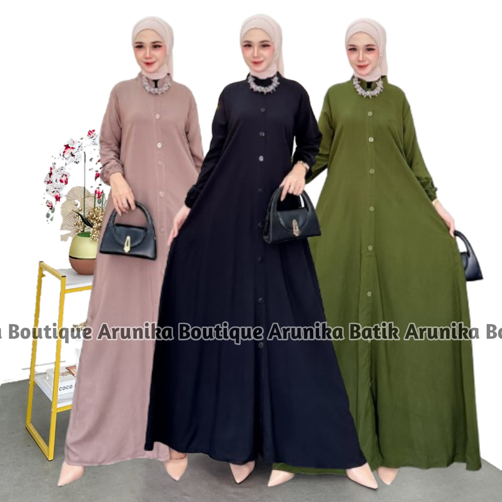 Jual Gamis Polos Gamis Rayon Premium Full Kancing Busui Frendly Gamis ...