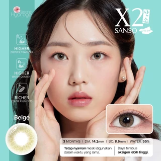 X2 Sanso Softlens - Beige Brown - Soflens Cokelat Diameter 14.2mm | Soflens Higher oxygen