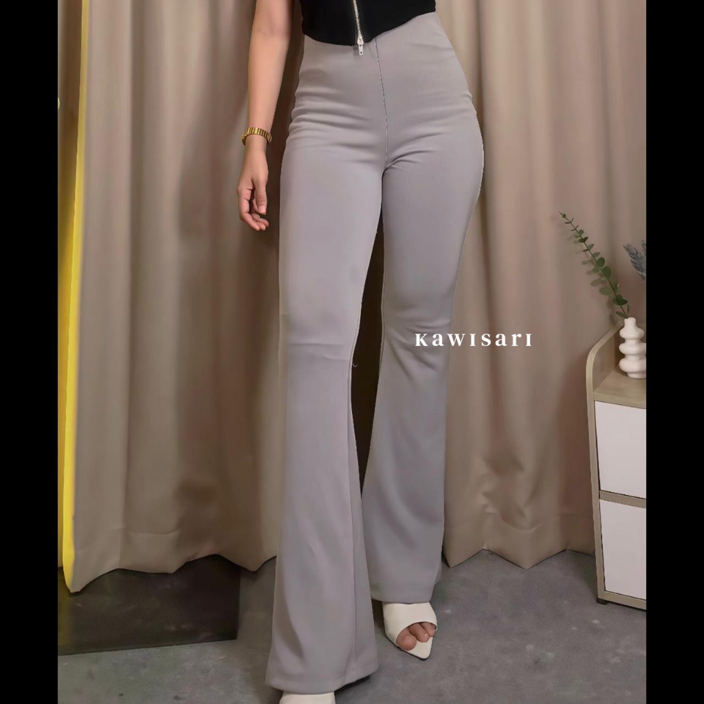 Kawisari Evelyn Flare Pants Highwaist Cutbray Scuba foto 3