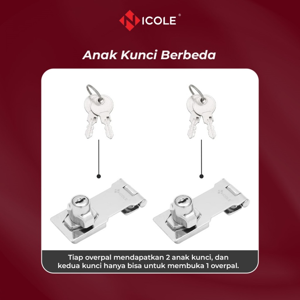 Jual Nicole Overpal Kait Lurus Kunci Hasp Lock Stainless Black Anti ...