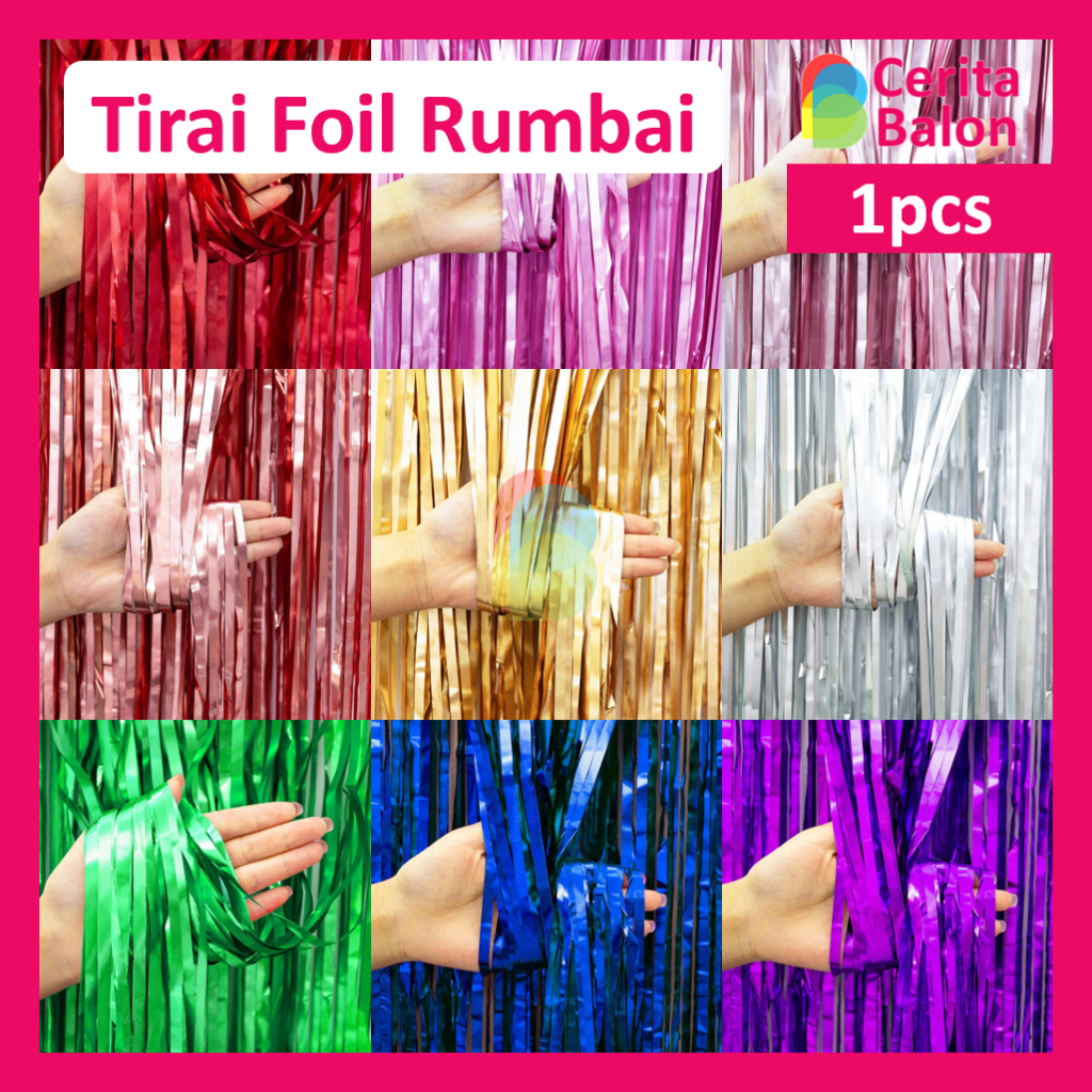 Jual [1pcs] Tirai Foil Rumbai Backdrop 1m x 2m Doff Metalik Curtain ...