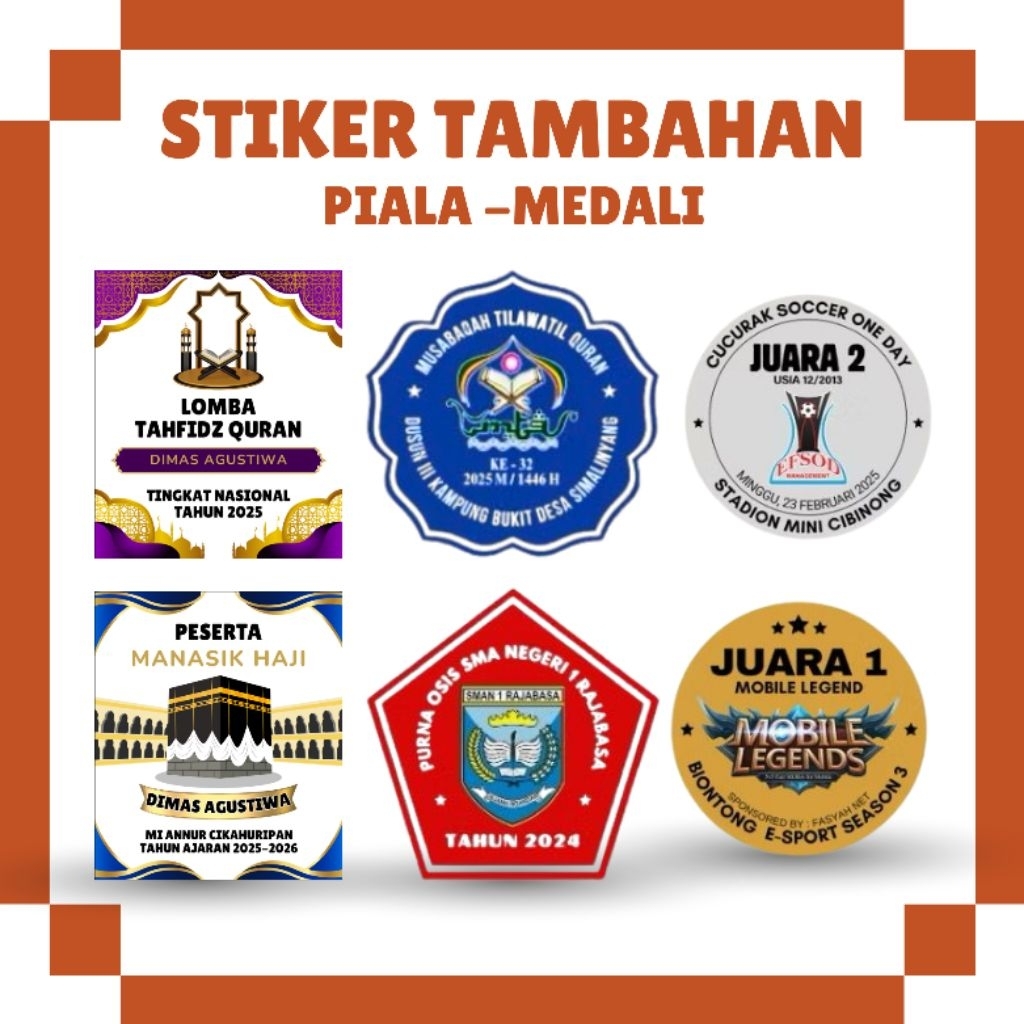Jual Stiker Tambahan Piala Akrilik Medali Akrilik Medali Resin | Shopee ...