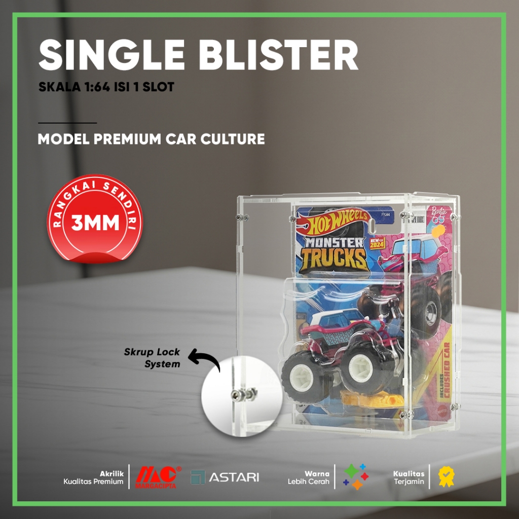 Jual Box Hotwheels Akrilik Single Blister Monster Truck Card Rangkai ...