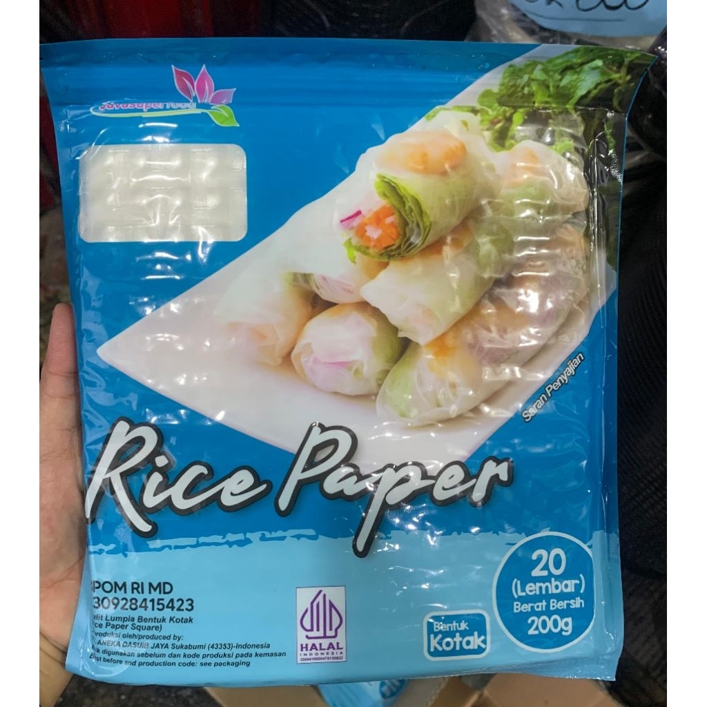 Jual JAVA SUPER FOOD RICE PAPER BENTUK KOTAK 20 LEMBAR 200 KG | Shopee ...