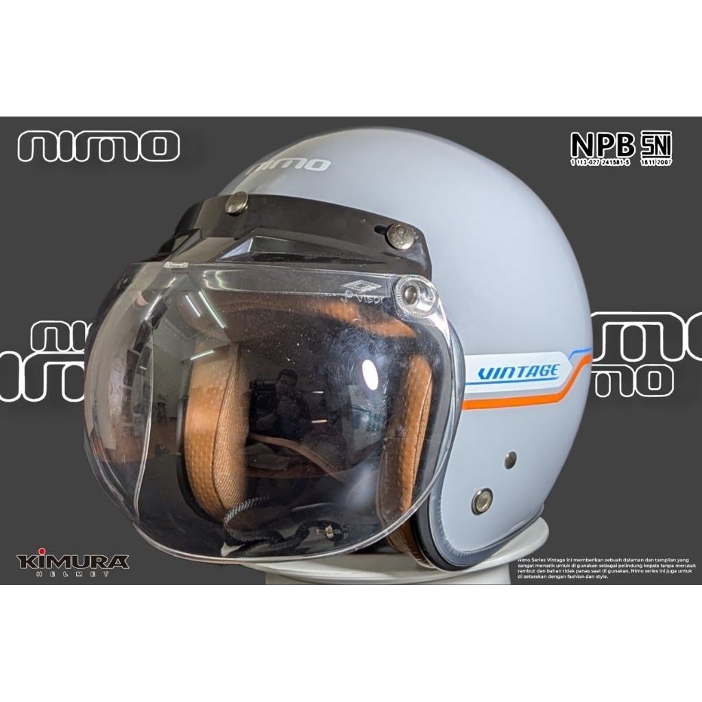 Jual HELM BOGO NIMO SERIES VINTAGE KACA CEMBUNG HELM PREMIUM ABS GRAY ...