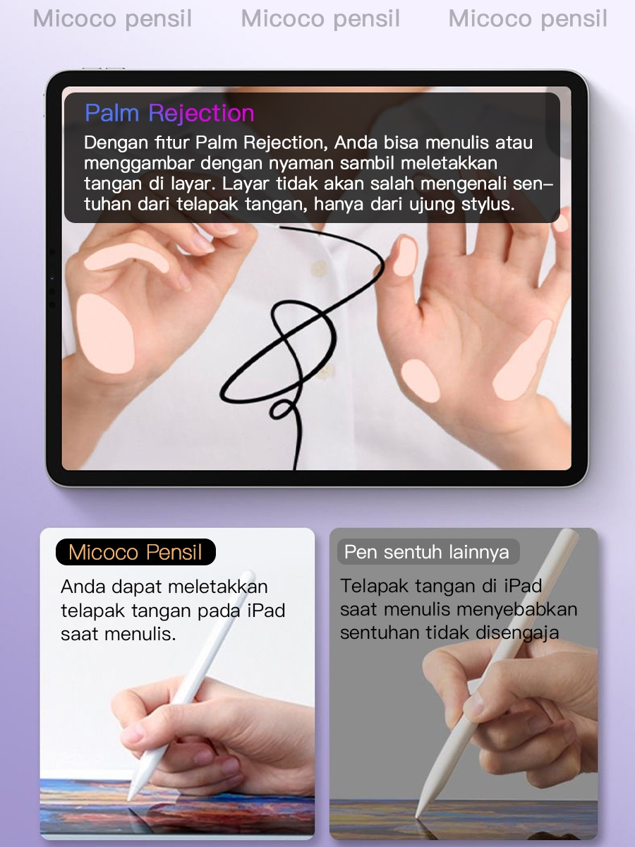 Jual MICOCO Stylus Pencil for iPad Touch Screen Anti-Mistouch Active ...