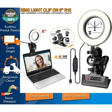 Dimmable Ring Light Clip On Lampu Selfie Ring 6 Inch R16