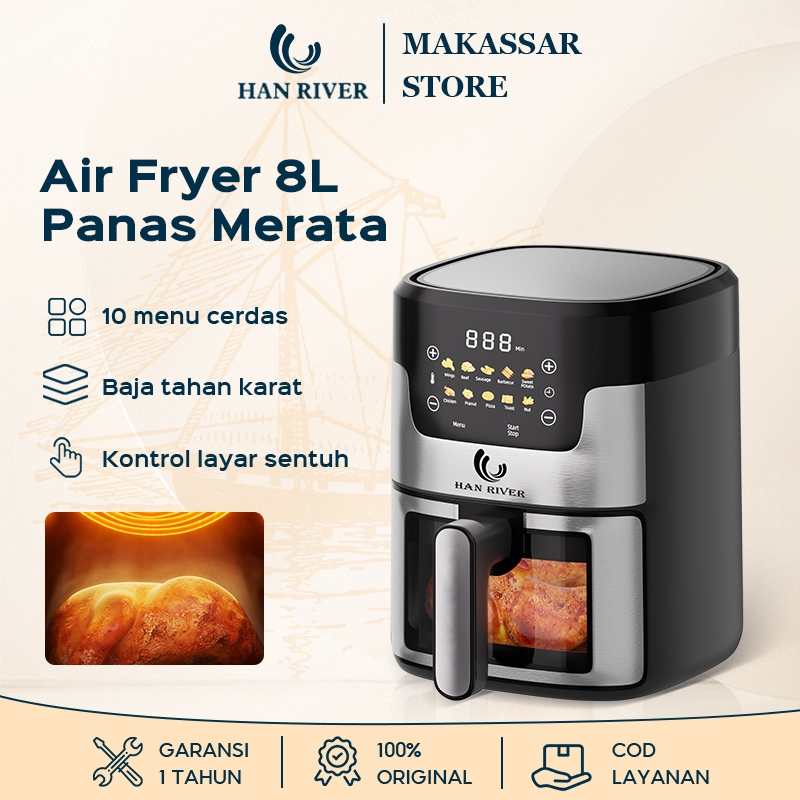 Jual 【Pengiriman dari Makassar】HAN RIVER Air Fryer 8L 650W Touchscreen