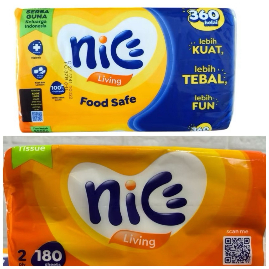 Jual [1 paket=5 pak/pcs] Tissue Nice 360 helai/180sheets 2 ply | Shopee ...