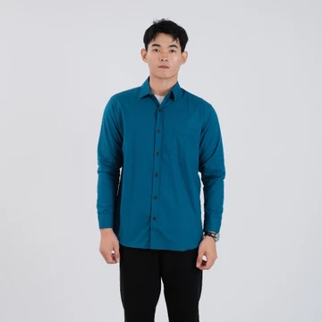 GHIFAREAL Kemeja Pria Butter Yellow Lengan Panjang Kemeja Polos Pria Soft Yellow Premium