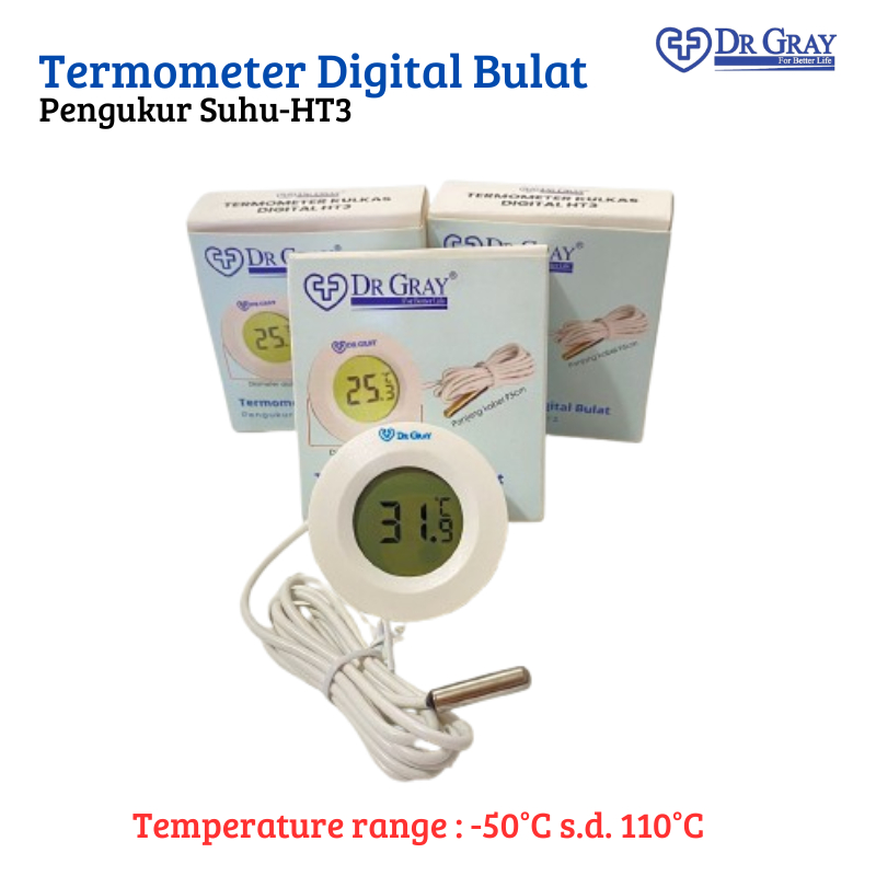 Jual Termometer Digital Bentuk Bulat LCD Display Alat Pengukur Suhu ...