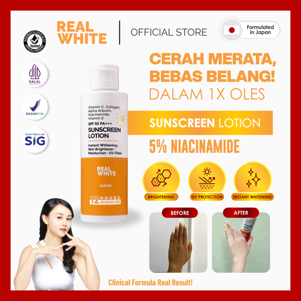 dosis glutathione untuk memutihkan kulit Jual [5% 𝑵𝑰𝑨𝑪𝑰𝑵𝑨𝑴𝑰𝑫𝑬] 𝐑𝐄𝐀𝐋 𝐖𝐇𝐈𝐓𝐄 Lotion Intensive  Brightening Sunscreen Alpha Arbutin Glutathione Collagen 110ml|BPOM HALAL  Skincare Pencerah Memutihkan Kulit Badan Tubuh Kojic Acid Kojie San HB  Dosting DED High Dosis Sunblock Apotek
