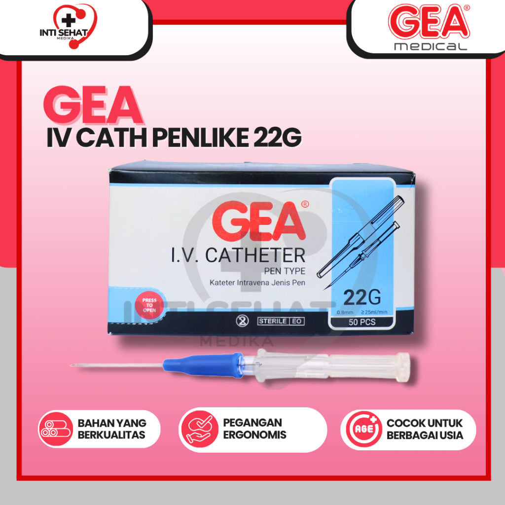 Jual GEA I.V Catheter Penlike - Jarum Infus - Kateter Penlike - 22G ...