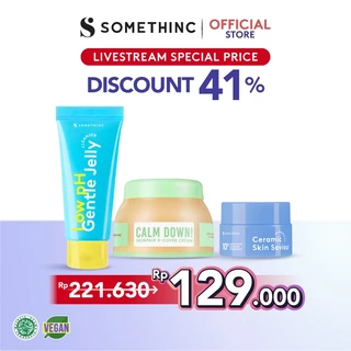 [SPECIAL PROMO LIVE] SOMETHINC [3 PCS] Best Skincare Set - Calm Down Moisturizer, Low pH Gentle Jelly Cleanser, Ceramic Moisturizer