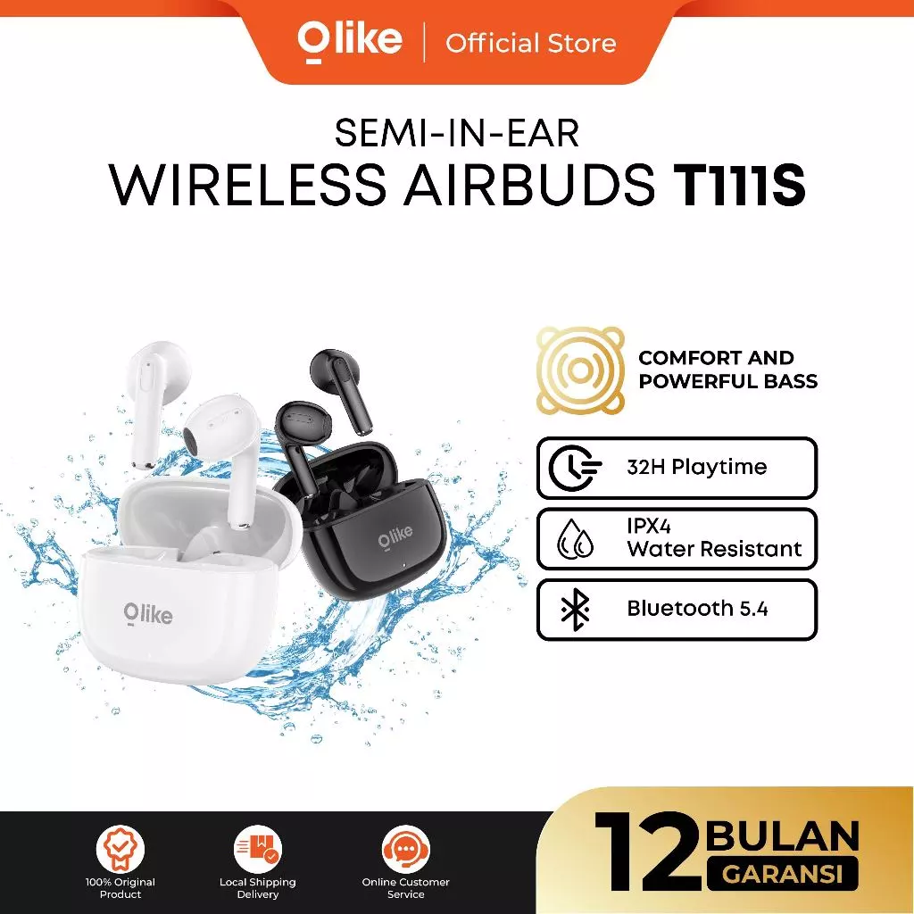 Olike True Wireless Earphone T111s Headset Bluetooth 5.4 Half in Ear with Powerfull BASS MAX Immersive Sound