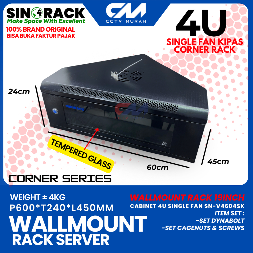 Jual SINORACK , WallMount Rack Server 4U Model Siku 600x500x2400mm ...