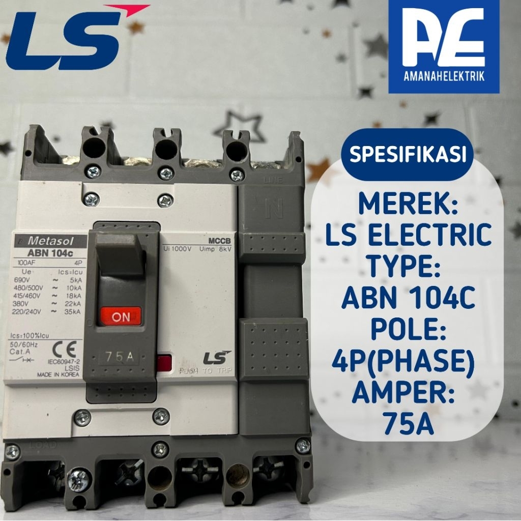 Jual Mccb Breaker Ls Electric Abn 104c 4 Phase 75a Second Original