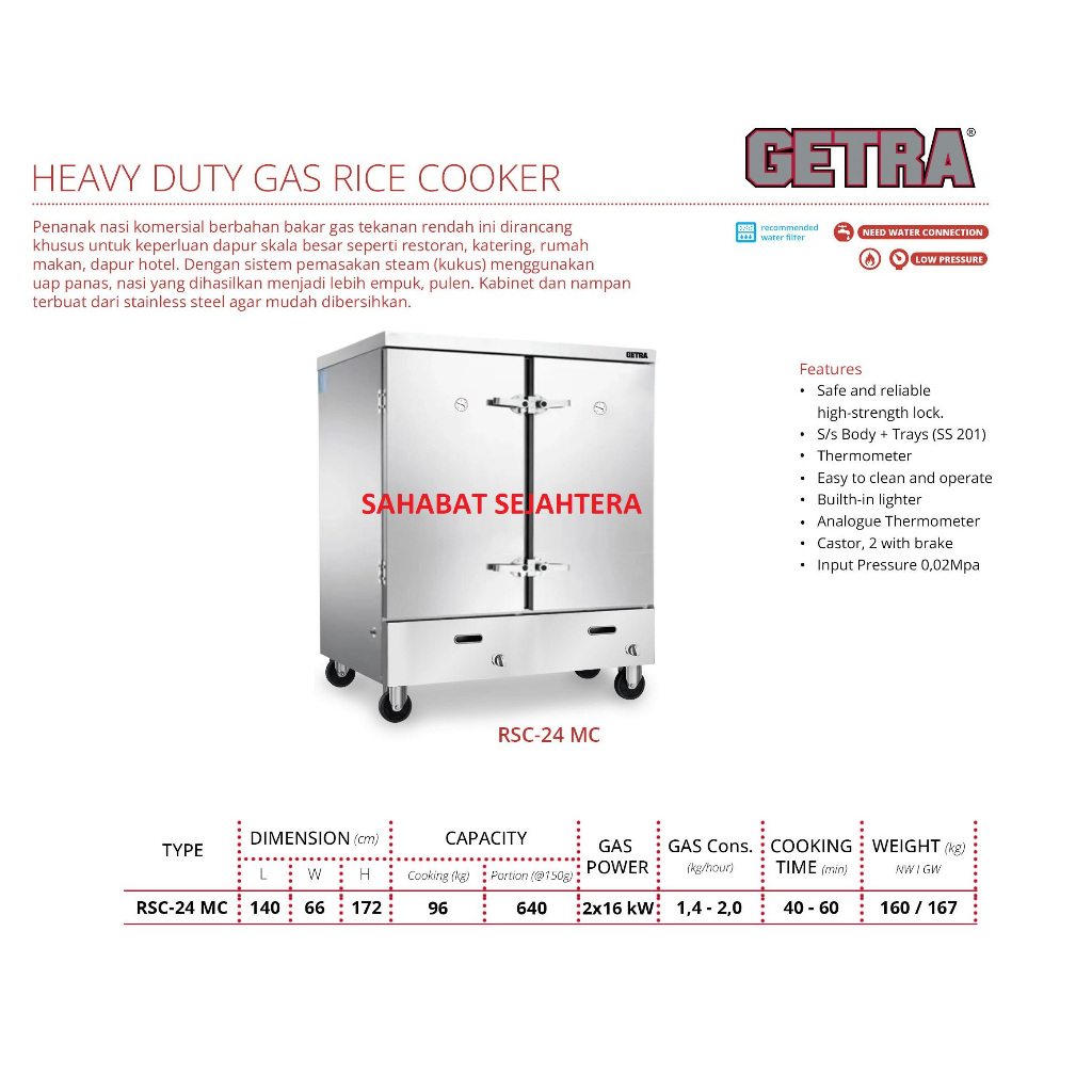 Jual GETRA Gas Rice Steamer RSC-24 MC - Kukusan Nasi Stainless Steel ...