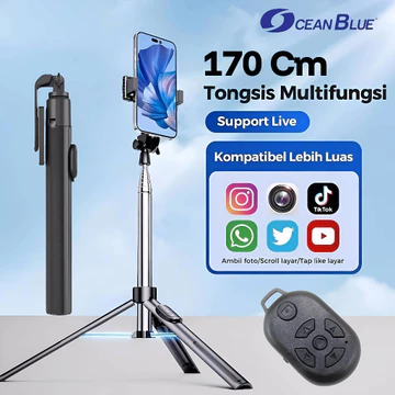 OCEANBLUE Tripod Konten Kreator Tongsis Handphone Remote Selfie Stick OB168 170 Cm Holder Stand