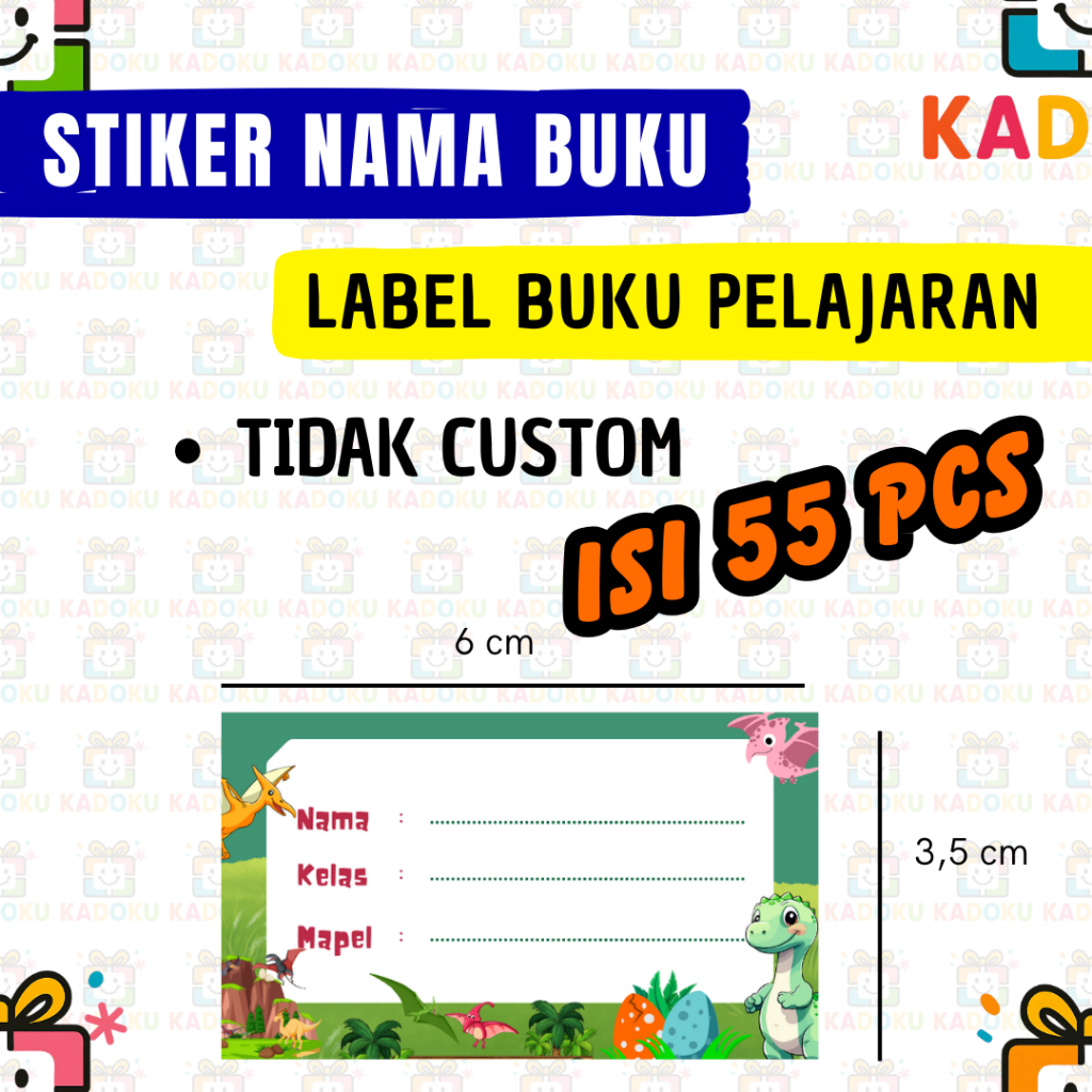  Jual KADOKU Stiker Label Buku Pelajaran - Sticker Buku Nama Sekolah Illustration 