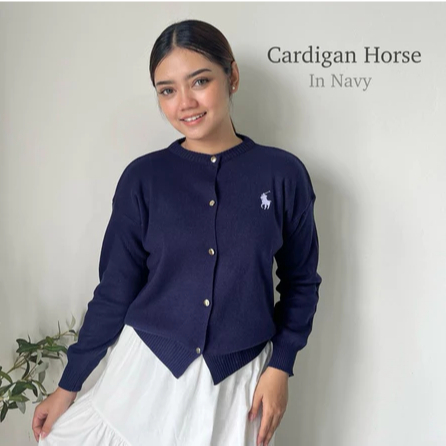 Jual Cardigan Horse POLO OLOP Rajut Atasan Wanita Simple Kancing Gold ...