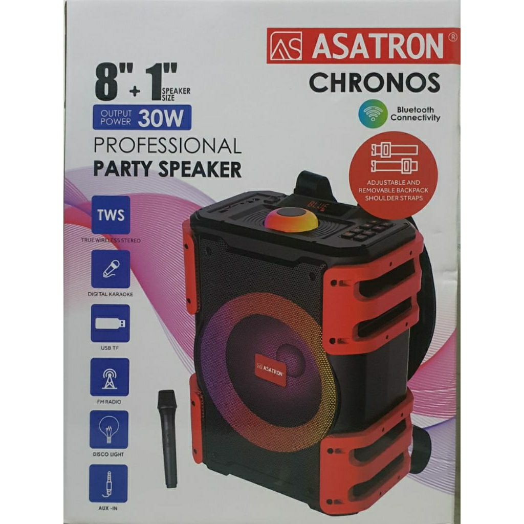 Jual Speaker Bluetooth Asatron Chronos 8 inch mic wireless Asatron ...