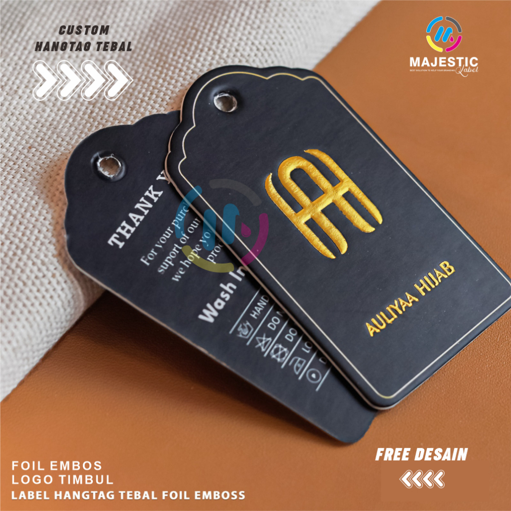 Jual label hang tag foil emboss /hangtag kertas/ Laskar Label/hangtag ...