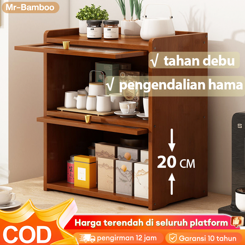 Jual Rak Bambu/Lemari Penyimpanan Praktis/Loker Kecil/Tahan Debu/Rak ...