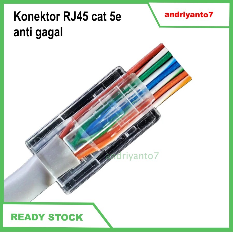 Jual konektor RJ45 Cat5e Anti Gagal Isi 10 pcs | Shopee Indonesia