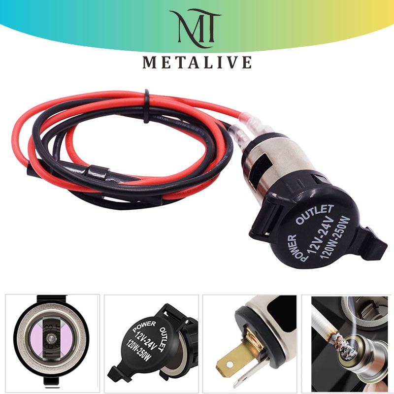 Jual METALIVE Socket Lighter Charger Motor Mobil 12-24V Cigarette ...