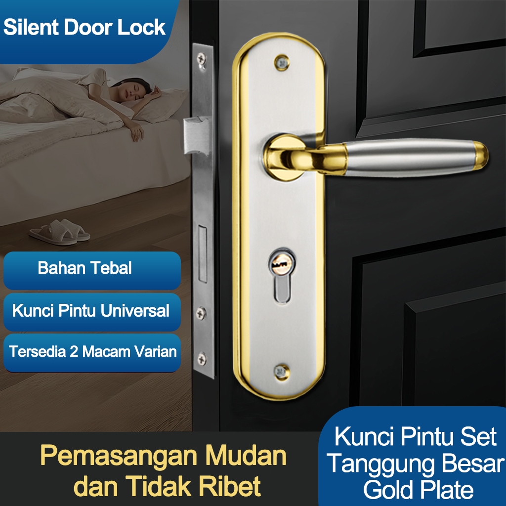Jual Kunci Pintu Door Handle Set Silver Gold Tanggung Besar Minimalis ...