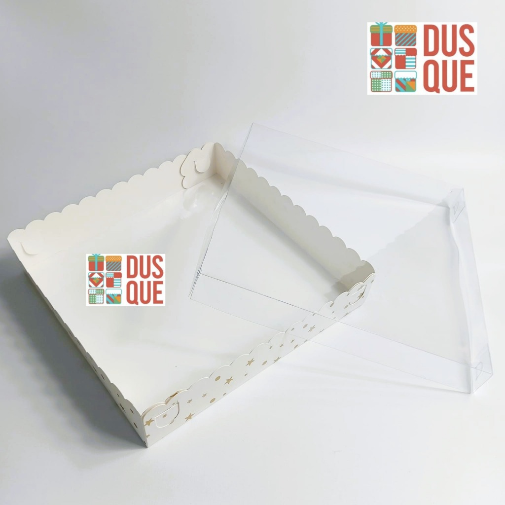 Jual Dus Kotak Kue Ivory Laminasi Motif Polkadot Bintang Emas 25x25x5 ...