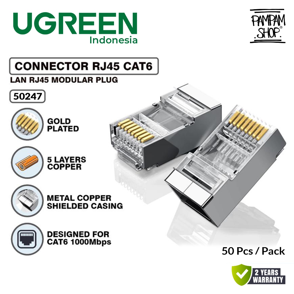 Jual UGREEN 50247 Konektor RJ45 CAT6 LAN Modular Gigabit Jack Plug LAN ...