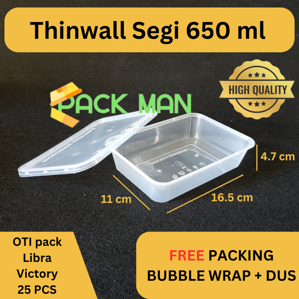 Jual Thinwall Persegi Panjang / Kotak Makan Plastik Rectangle 650 ml ...