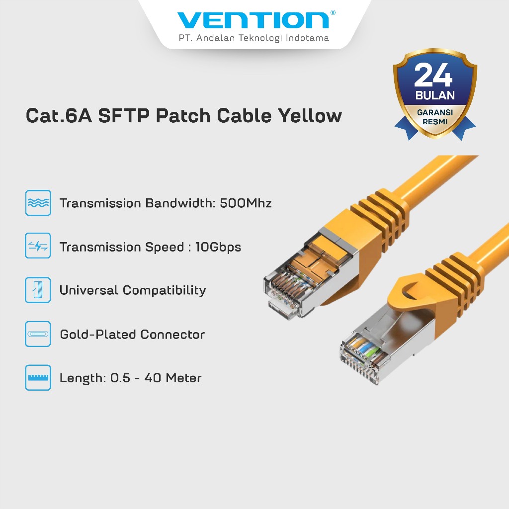 Jual Vention Kabel LAN Cat 6a cat6 SFTP Patch Cable RJ45 10Gbps 500Mhz ...