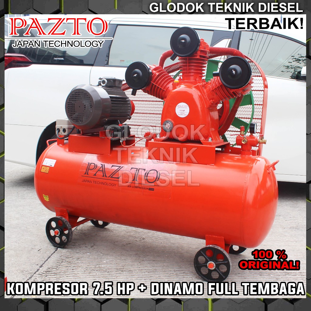 Jual PAZTO Kompresor Angin 7.5 HP + Dinamo Motor Tembaga Compressor ...