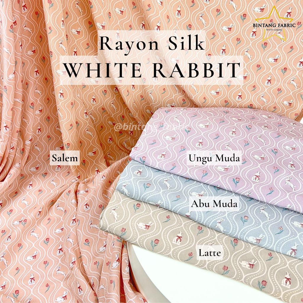 Jual Bahan Kain Rayon Silk White Rabbit Kelinci 0,5 meter | Shopee ...