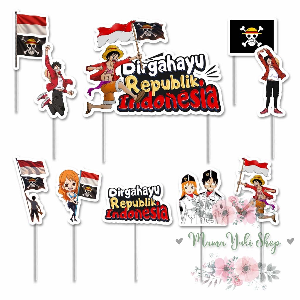 Jual Topper Cake Hiasan Kue Ulang Tahun MERDEKA ONE PIECE INDONESIA 17 ...