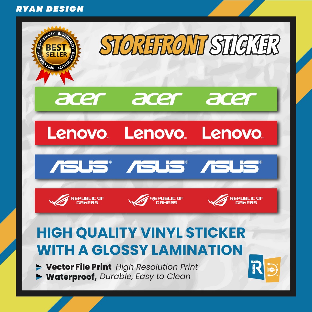 Jual Stiker etalase Komputer Logo Lenovo Asus Acer Predator Intel AMD ...