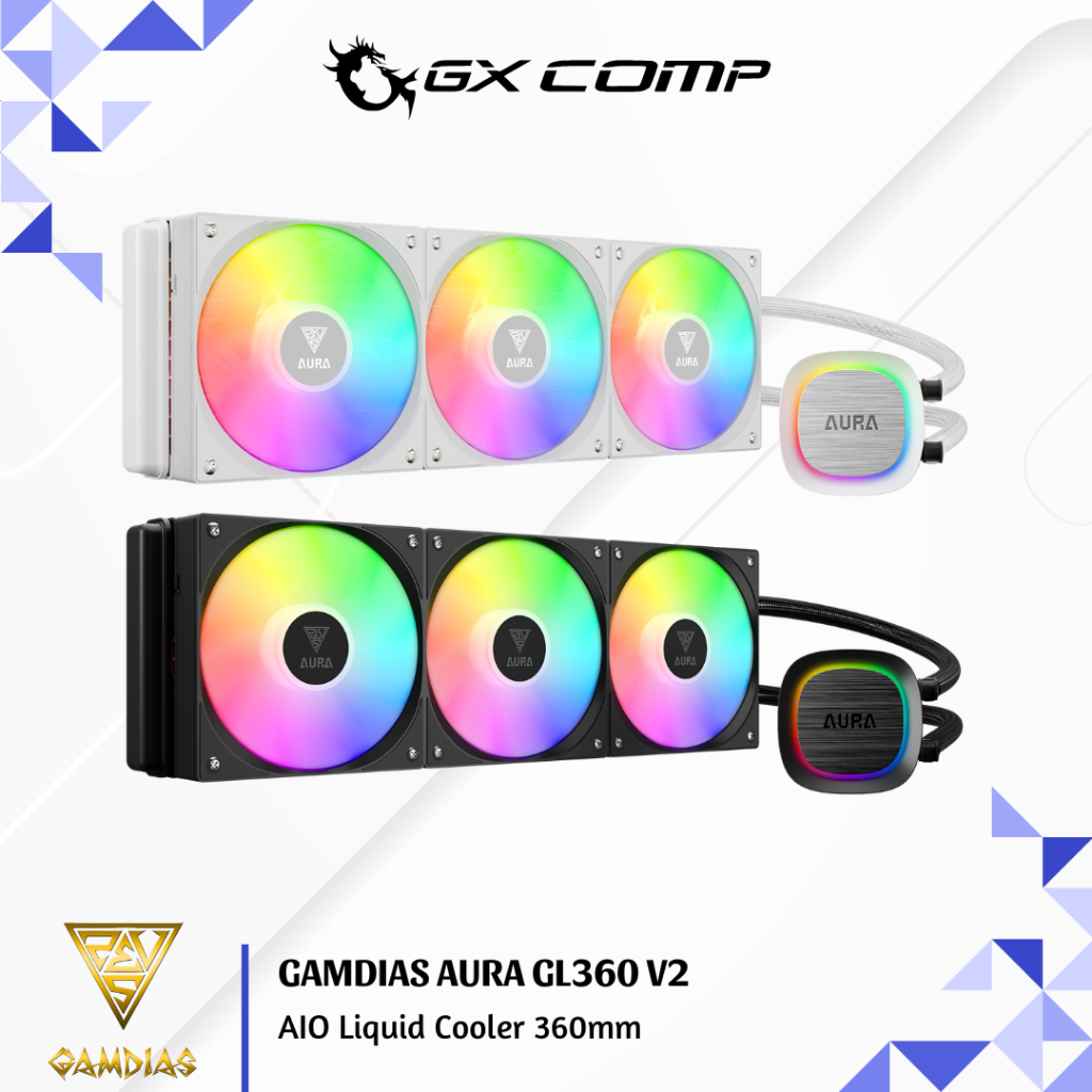 Jual Gamdias AURA GL360 V2 Black & White AIO Liquid Cooler 360mm ARGB ...