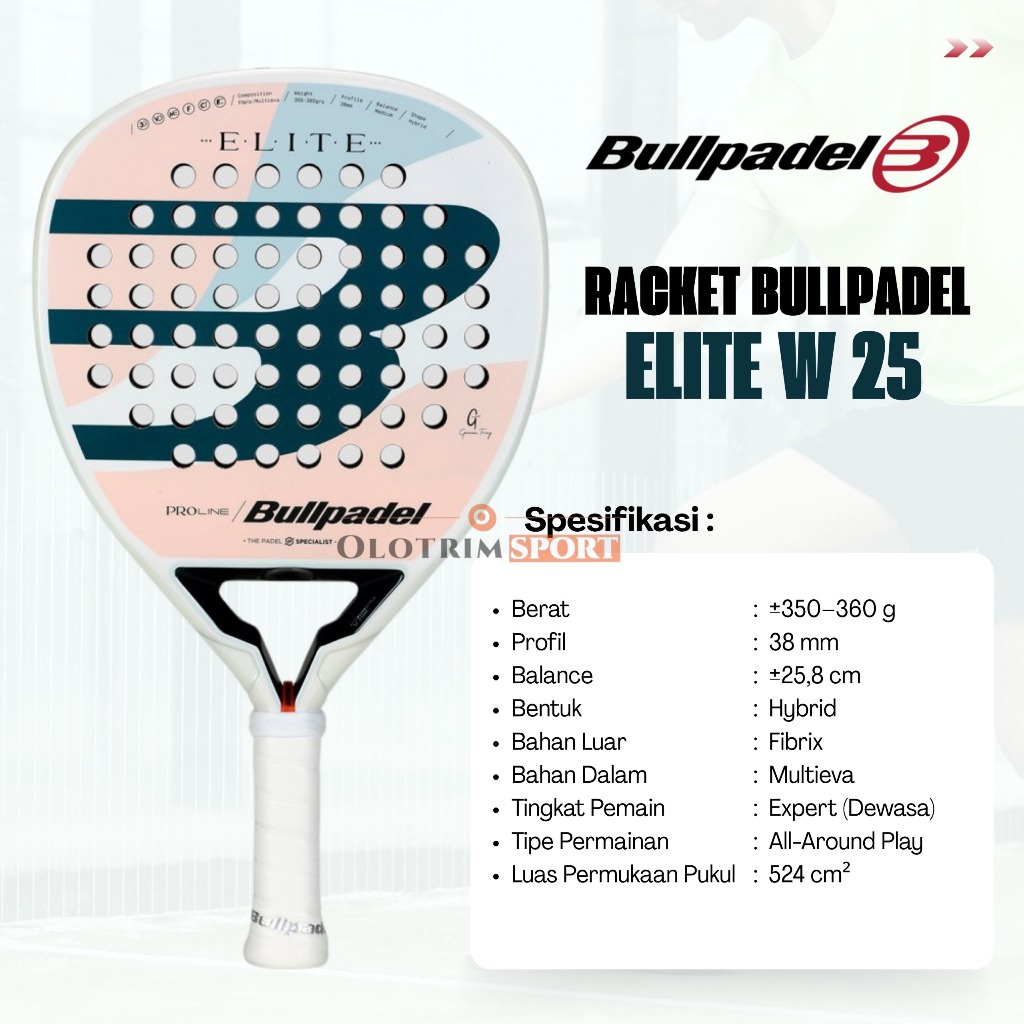 Jual BULLPADEL ELITE W 25 Racket Bull Padel Raket Original | Shopee ...